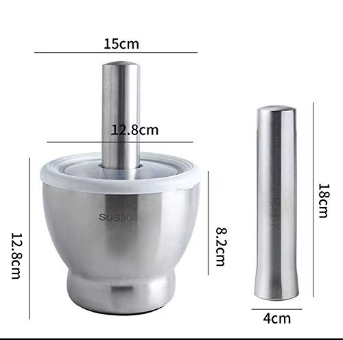مدقّة وهاون ستانلس ستيل 304 — قوة طحن مش هتتكرر
