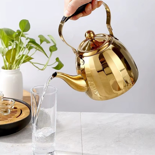 براد استانلس بصفايه داخليه لون ذهبي فاخر بتصميم مضلع 2 لتر