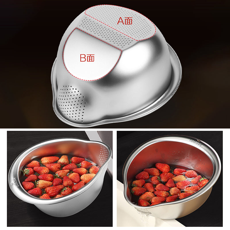 وعاء غسيل وتصفية - ستانلس ستيل مع حافة مصفاة