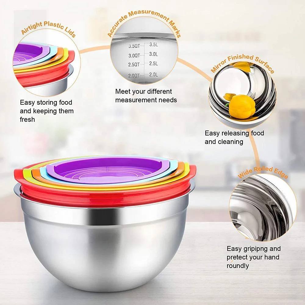 طقم أوعية خلطة بالغطاء الملوّنة 5 قطع – أناقة مذهلة