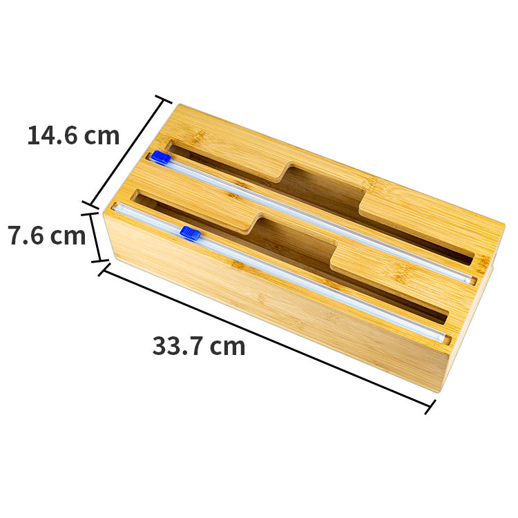 منظم وموزع لفافات المطبخ الخشبي - حل 2 في 1
