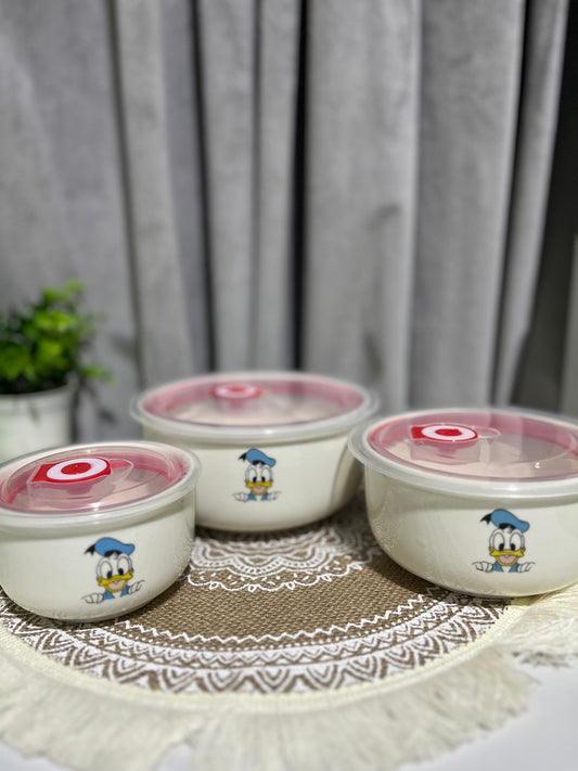 طقم بولات ثلاجه بورسلين (3 قطع) – حفظ صحي للأكل بلمسة ديكور مبهجة