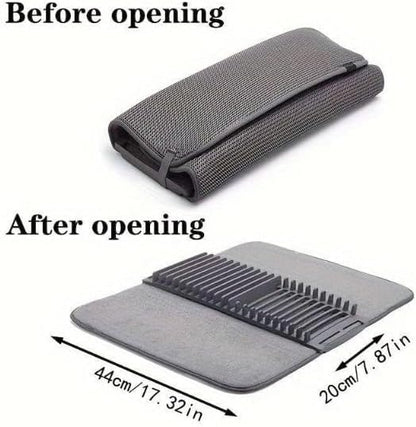 مصفاة صحون مدمجة مع بساط تجفيف مايكروفايبر – حل ذكي لتجفيف أسرع وتنظيم أكتر