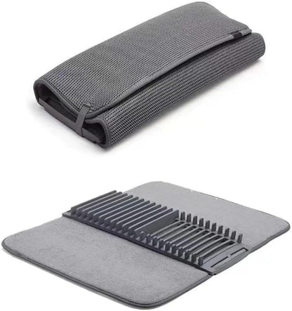 مصفاة صحون مدمجة مع بساط تجفيف مايكروفايبر – حل ذكي لتجفيف أسرع وتنظيم أكتر