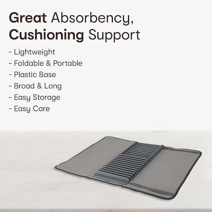 مصفاة صحون مدمجة مع بساط تجفيف مايكروفايبر – حل ذكي لتجفيف أسرع وتنظيم أكتر