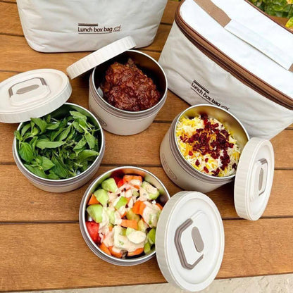 لانش بوكس ​​حراري مستورد 4 قطع + شنطه