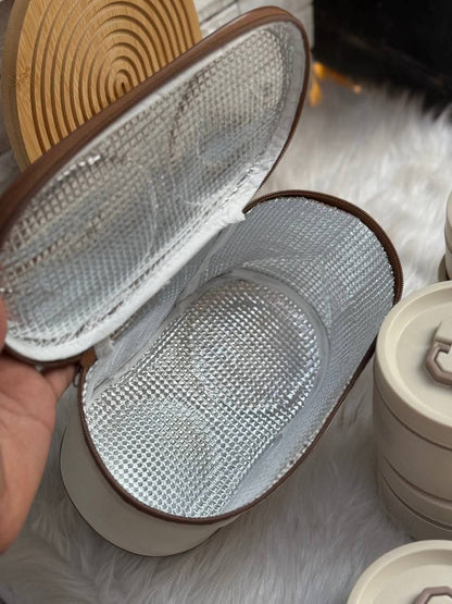 لانش بوكس ​​حراري مستورد 4 قطع + شنطه