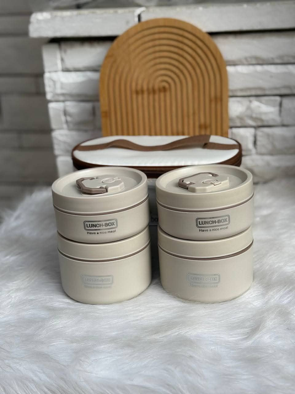 لانش بوكس ​​حراري مستورد 4 قطع + شنطه