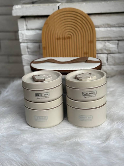 لانش بوكس ​​حراري مستورد 4 قطع + شنطه