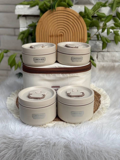 لانش بوكس ​​حراري مستورد 4 قطع + شنطه