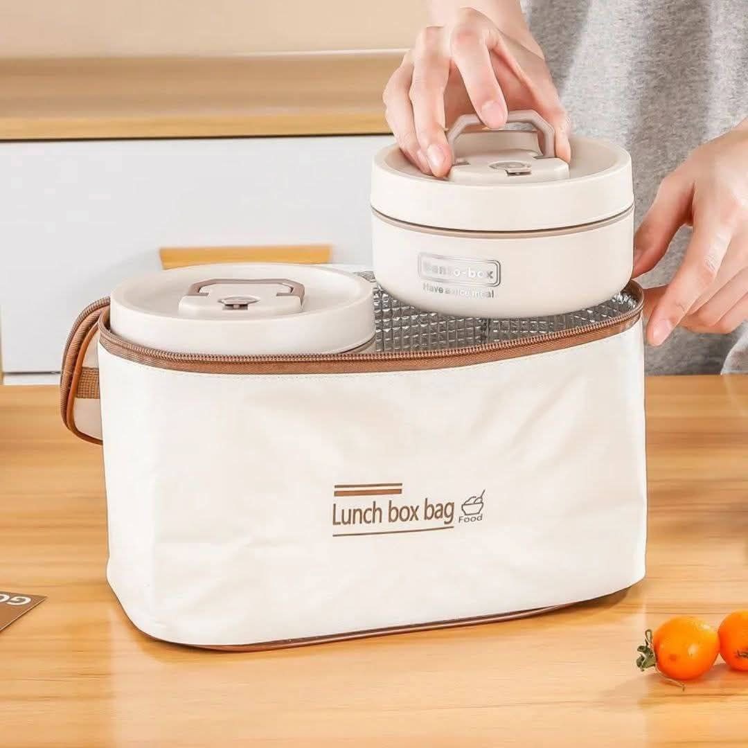 لانش بوكس ​​حراري مستورد 4 قطع + شنطه