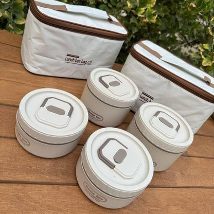 لانش بوكس ​​حراري مستورد 4 قطع + شنطه