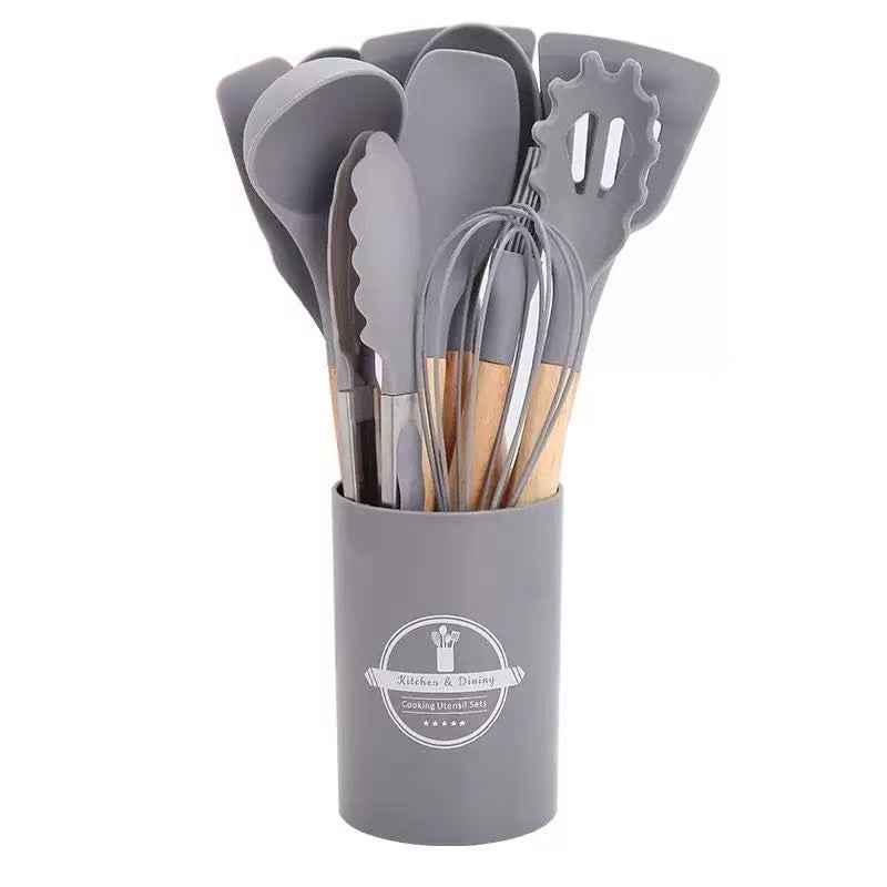 طقم أدوات مطبخ من الخشب والسيليكون – فخامة وأناقة