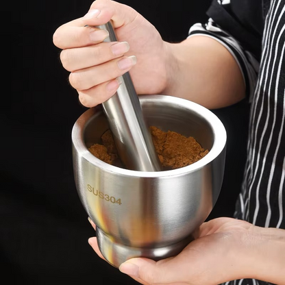 مدقّة وهاون ستانلس ستيل 304 — قوة طحن مش هتتكرر