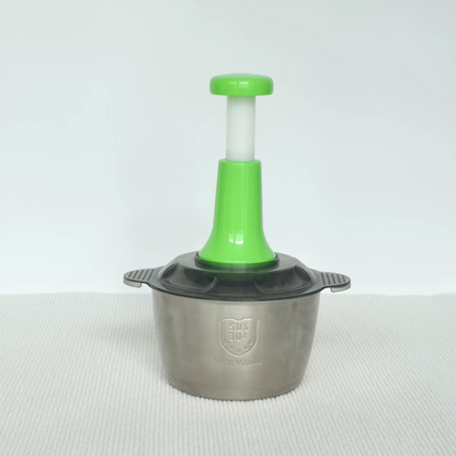 كبة الضغط اليدوية (2 لتر) بحلة استانلس  – فرم احترافي للخضروات بدون كهرباء