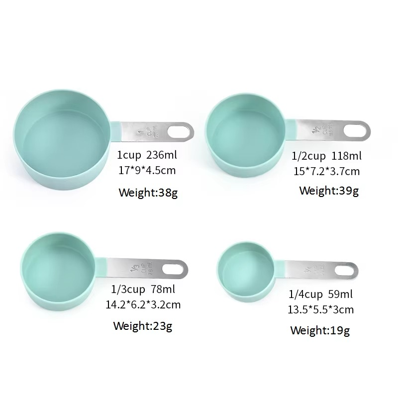 طقم معايير 8 قطع (أكواب وملاعق) بمقابض استانلس – سر نجاح وصفاتك في دقة المقادير