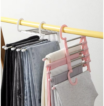 شماعة بنطلونات موفرة للمساحة (استانلس) – 5 مستويات تعليق