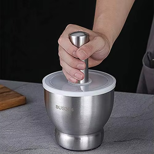 مدقّة وهاون ستانلس ستيل 304 — قوة طحن مش هتتكرر