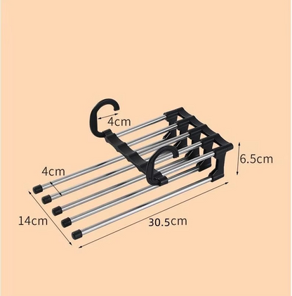 شماعة بنطلونات موفرة للمساحة (استانلس) – 5 مستويات تعليق