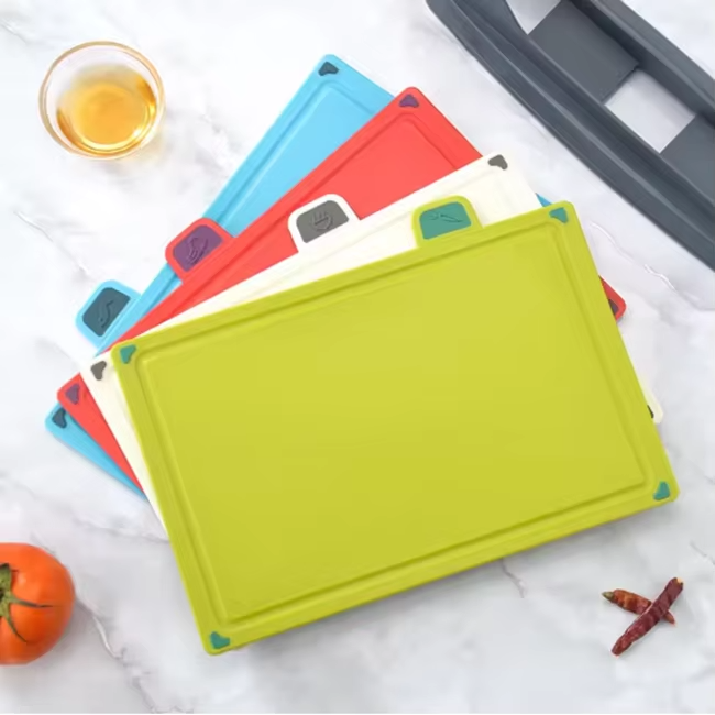 طقم بلانشات احترافي 4 قطع بحامل – تنظيم صحي لمطبخك ومنع اختلاط الروائح