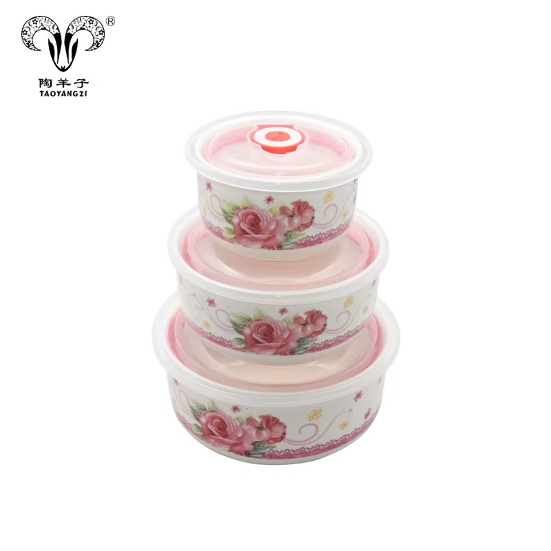 طقم بولات ثلاجه بورسلين (3 قطع) – حفظ صحي للأكل بلمسة ديكور مبهجة