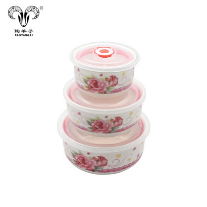 طقم بولات ثلاجه بورسلين (3 قطع) – حفظ صحي للأكل بلمسة ديكور مبهجة