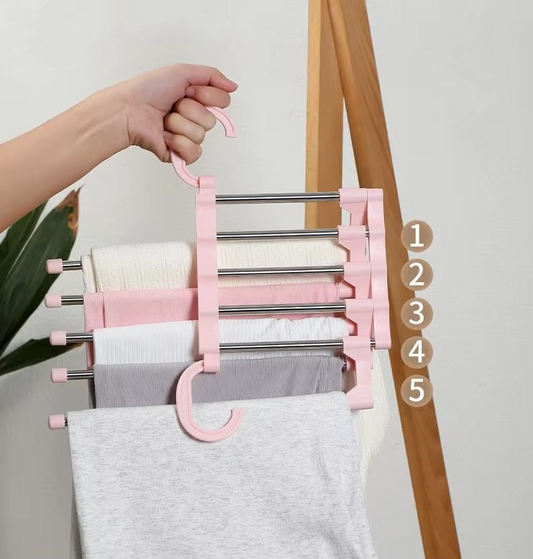 شماعة بنطلونات موفرة للمساحة (استانلس) – 5 مستويات تعليق