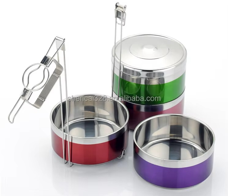 عمود طعام استانلس ستيل 4 أدوار (حافظ للحرارة)