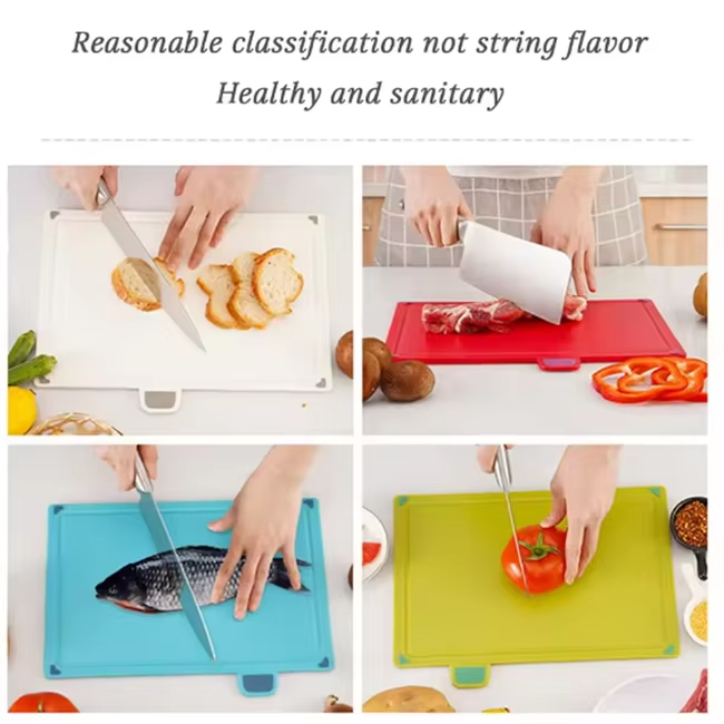 طقم بلانشات احترافي 4 قطع بحامل – تنظيم صحي لمطبخك ومنع اختلاط الروائح