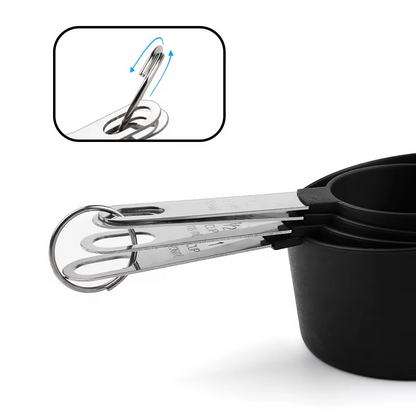 طقم معايير 8 قطع (أكواب وملاعق) بمقابض استانلس – سر نجاح وصفاتك في دقة المقادير