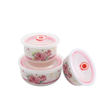 طقم بولات ثلاجه بورسلين (3 قطع) – حفظ صحي للأكل بلمسة ديكور مبهجة