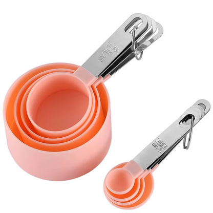 طقم معايير 8 قطع (أكواب وملاعق) بمقابض استانلس – سر نجاح وصفاتك في دقة المقادير