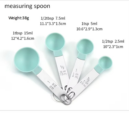 طقم معايير 8 قطع (أكواب وملاعق) بمقابض استانلس – سر نجاح وصفاتك في دقة المقادير