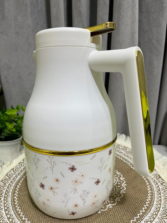 ترمس حراري مودرن بنقشة الورود – دفء يدوم وشياكة تشرفك في ضيافتك