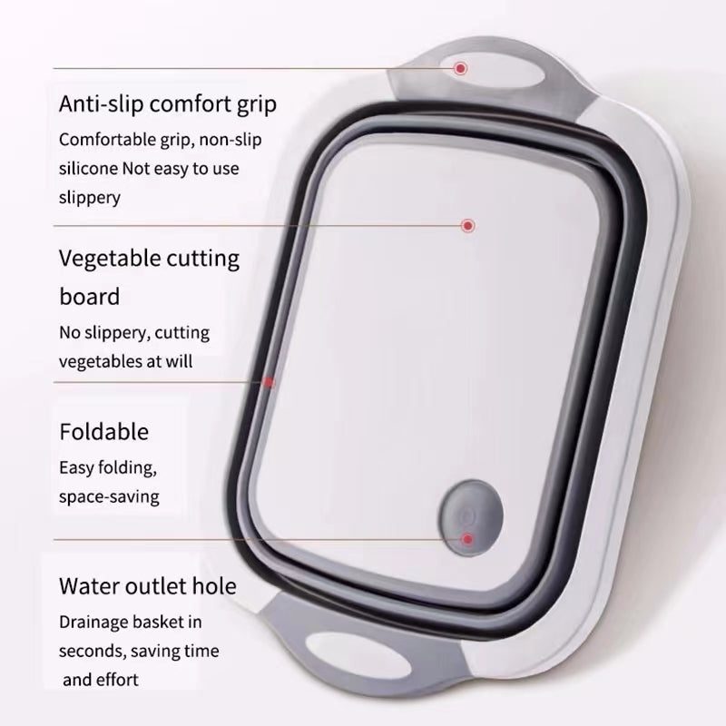 🔪 أورمة تقطيع ومصفاة غسيل قابلة للطي (2 في 1)