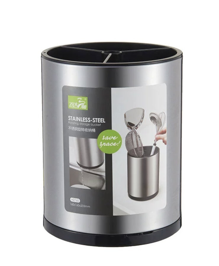 منظم أدوات الطبخ الدوار من الستانلس ستيل - مساحة مرتبة ومرنة