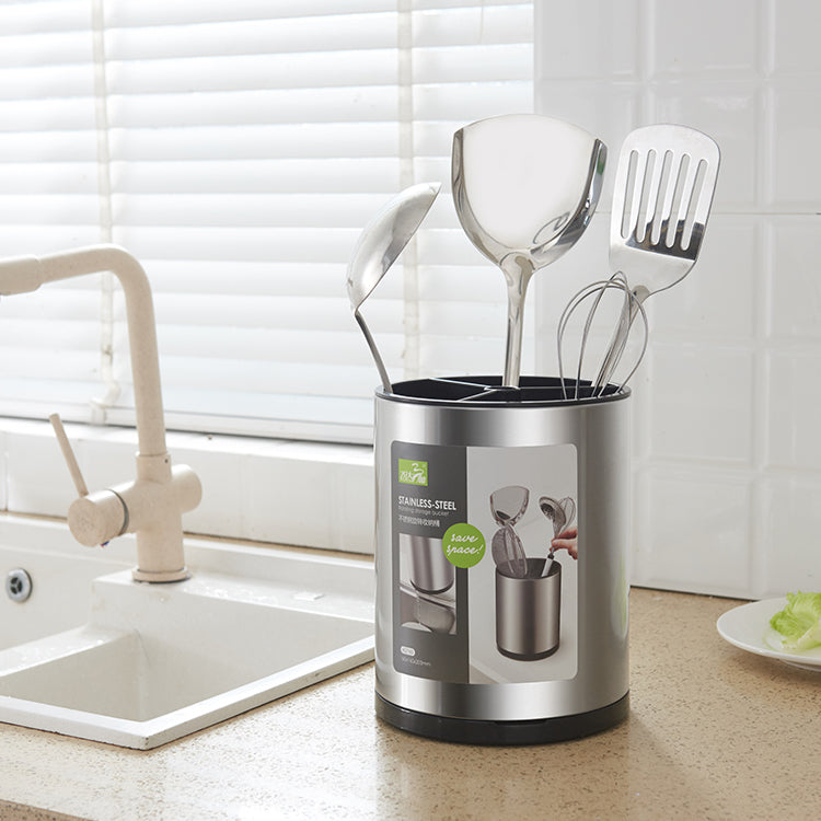 منظم أدوات الطبخ الدوار من الستانلس ستيل - مساحة مرتبة ومرنة