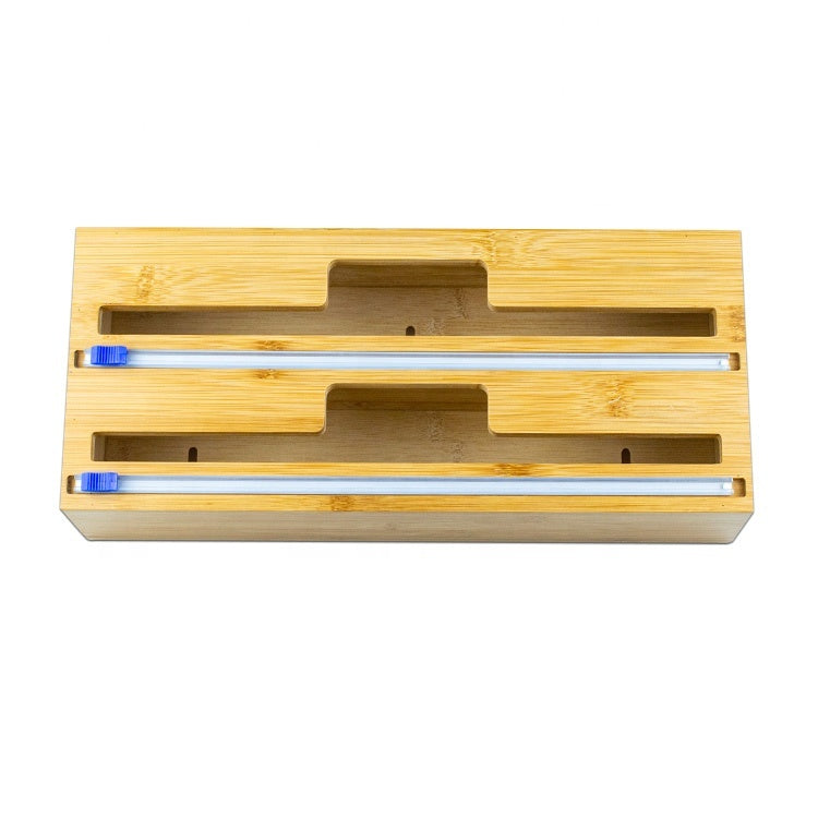 منظم وموزع لفافات المطبخ الخشبي - حل 2 في 1