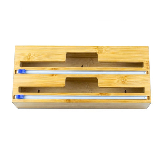 منظم وموزع لفافات المطبخ الخشبي - حل 2 في 1