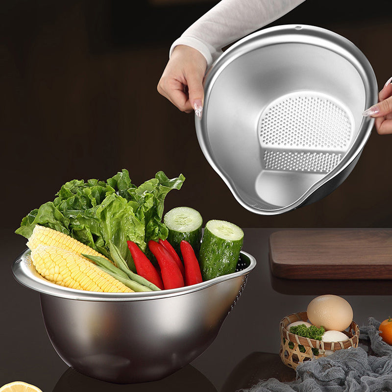 وعاء غسيل وتصفية - ستانلس ستيل مع حافة مصفاة