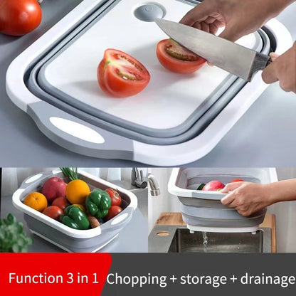 🔪 أورمة تقطيع ومصفاة غسيل قابلة للطي (2 في 1)