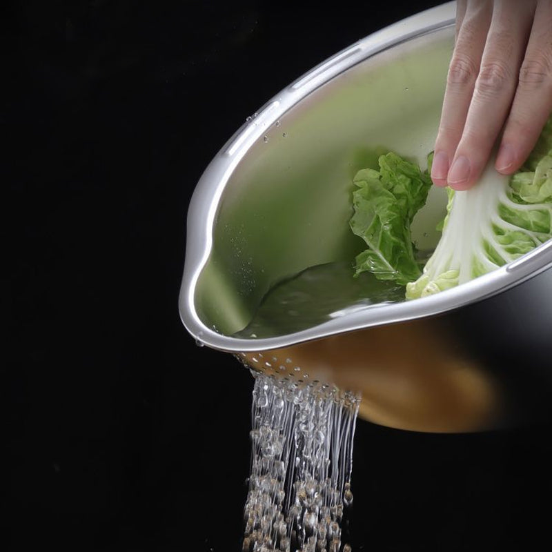 وعاء غسيل وتصفية - ستانلس ستيل مع حافة مصفاة