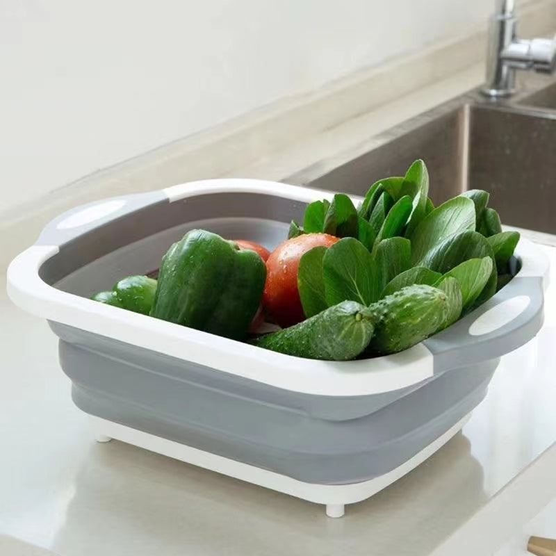 🔪 أورمة تقطيع ومصفاة غسيل قابلة للطي (2 في 1)