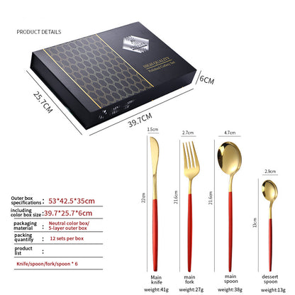 طقم أدوات المائدة الملكي الأسود والذهبي 24 قطعه – فخامة طاولة لا تُنسى