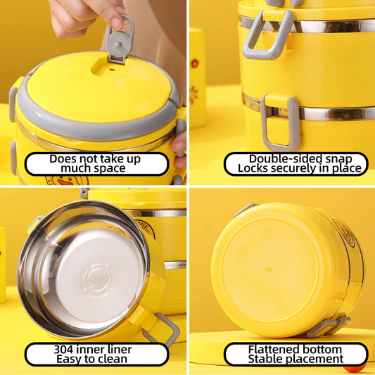 صندوق الطعام الحراري للأطفال – 4 طبقات حافظ للحرارة بشكل عبقري