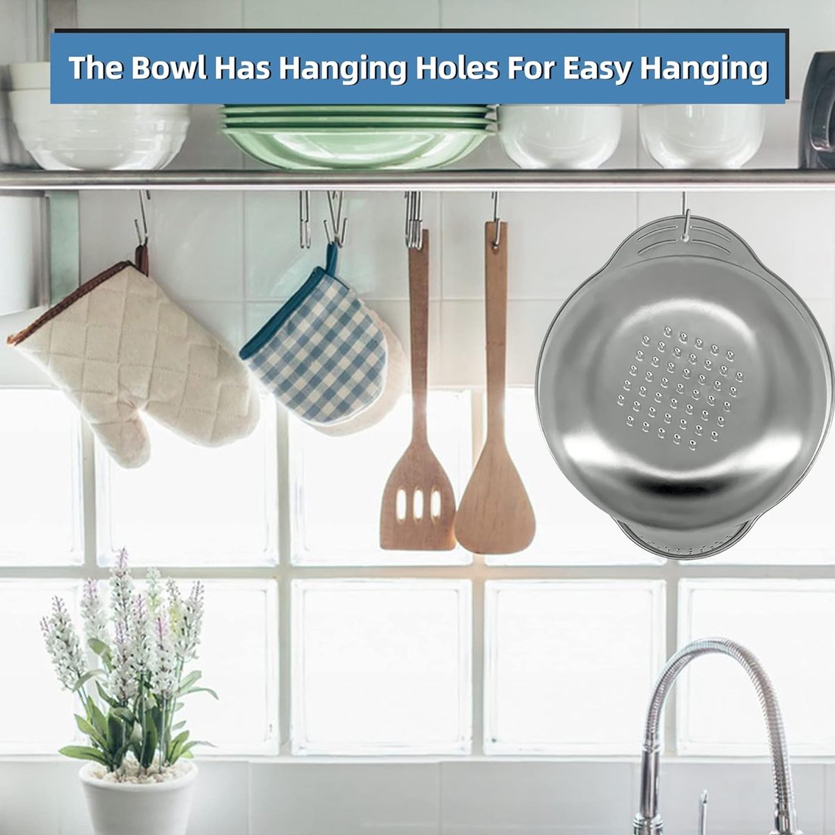 وعاء غسيل وتصفية - ستانلس ستيل مع حافة مصفاة