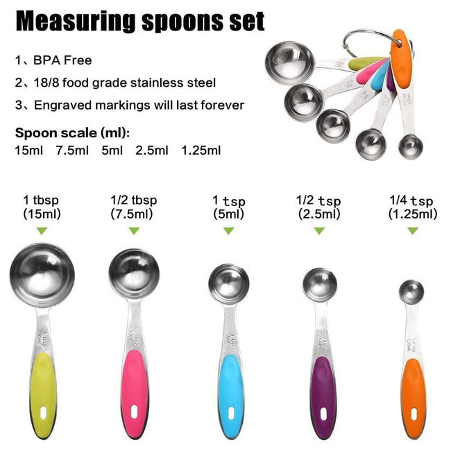 ملاعق القياس الستانلس ستيل الملونة - دقة ومتانة في مطبخك