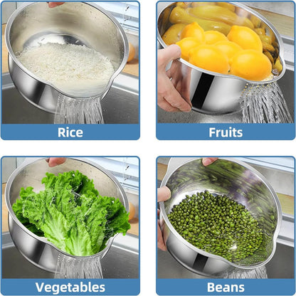 وعاء غسيل وتصفية - ستانلس ستيل مع حافة مصفاة