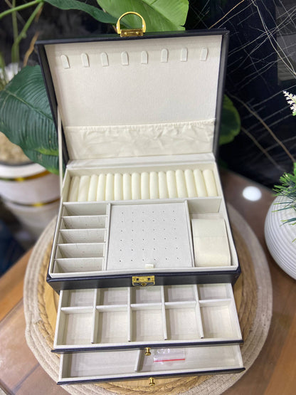 صندوق منظم إكسسوارات - جلد وقفل