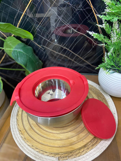 بولة عجن وخلط استانلس بغطاء سيليكون محكم – الأداة الأقوى للتحضير والحفظ في وقت واحد